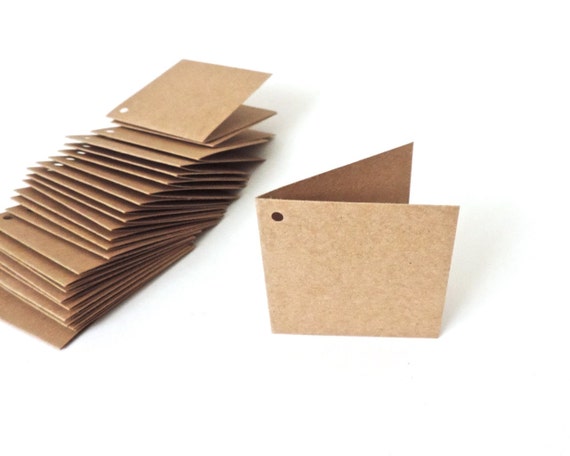 25 folded gift tags kraft paper mini cards blank 2 inch etsy