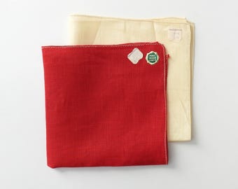 Solid Linen Hankie Pair, NOS
