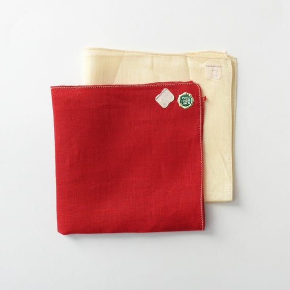 Solid Linen Hankie Pair, NOS - image 1