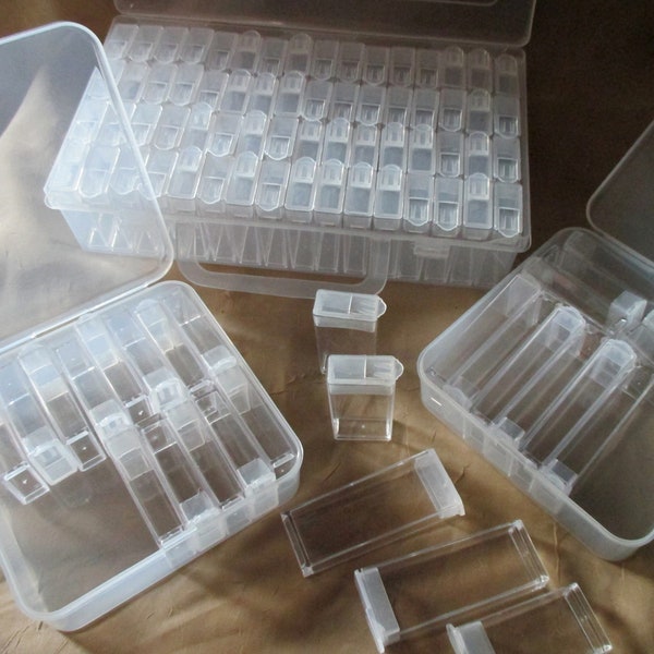 Plastic Containers, Organizers, Bead storage cases  - multiple sizes and styles