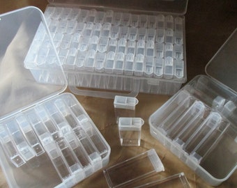 Plastic Containers, Organizers, Bead storage cases  - multiple sizes and styles