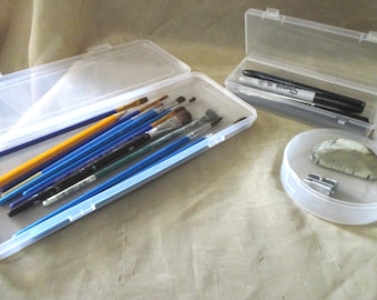 Pen, Brush and Tool Case - Plastic Container, Rectangle, multiple sizes - Storage Container