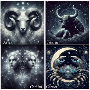 Jeu de cartes du zodiaque - Tous les signes, cartes de voeux astrologie, gros paquet de cartes
