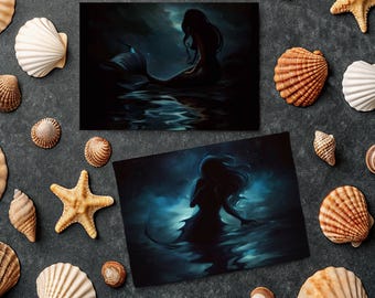 Tarjetas de felicitación de sirena, juego de 5 diseños, paquete de tarjetas a granel