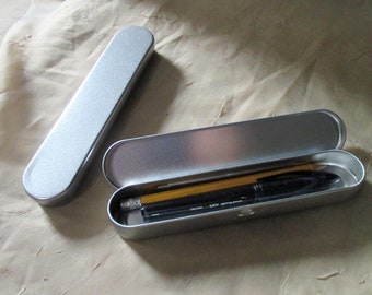 Pencil Box Tin - Hinged, Craft Storage, Travel Tin, Pencil and Pen Box