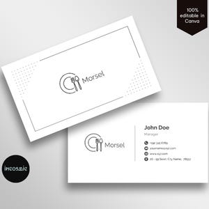 Sjabloon voor minimalistische restaurantvisitekaartjes | Bewerkbaar in Canva, Photoshop en Photopea | Elegant ontwerp om te dineren | Sjabloon voor visitekaartjes
