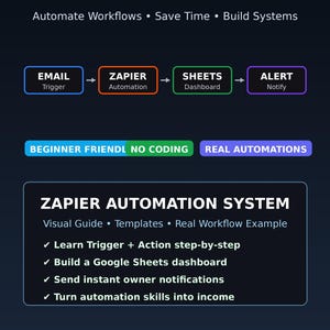 Guida all'automazione Zapier per principianti / Modello di flusso di lavoro per piccole imprese (PDF digitale)