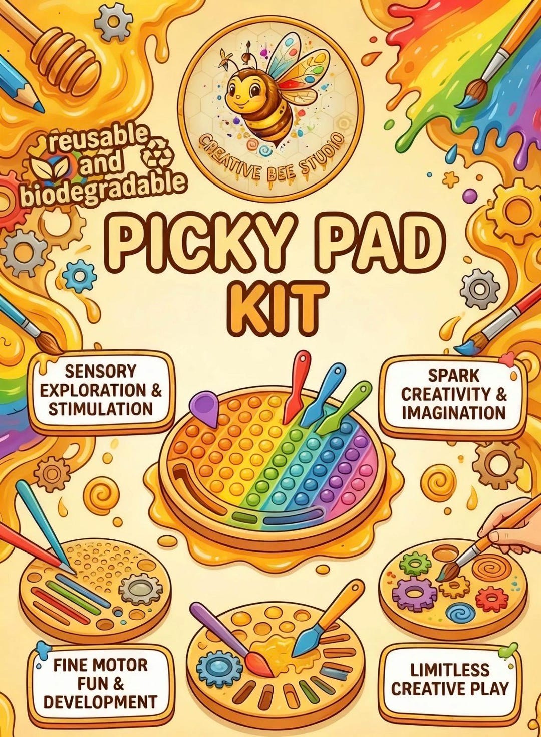 Picky Polly Reusable Picky Pad Kit Biodegradable. Anxiety Distraction. Fun. - Etsy UK