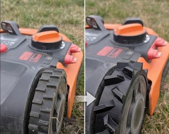 Worx Landroid S & M Traktor-Grip Reifen | TPU Ersatz-Laufflächen AllTerrain | Mähroboter Rad Upgrade | 2er Set 3D Druck Zubehör