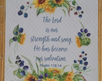 Bible Verse Mouse Pad, Psalm 118:14, Sunflower Mouse Pad, Scripture Mouse Pad, Christian Mouse Pad, The Lord Is My Strength and My Song