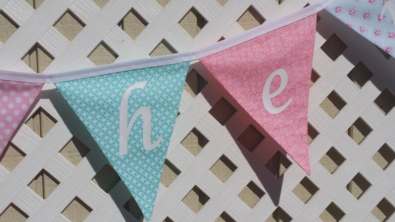 First Birthday Teal Fabric Flags Big Girl Turquoise Lime Shower Purple Garland Lavender Nursery Decor Photo Prop Hot Pink
