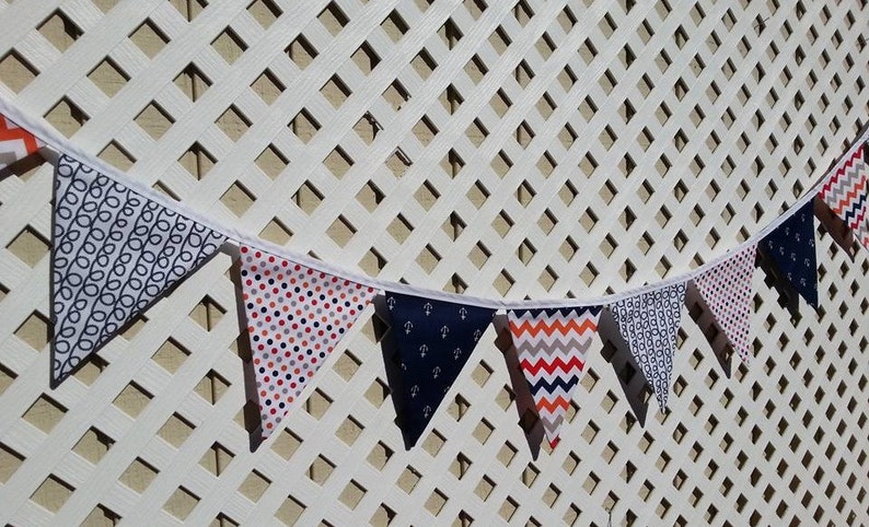 Blue// White Nautical Personalised Fabric Bunting Birthday Party £2 per letter