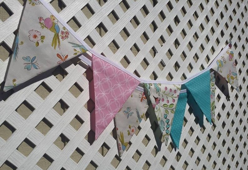 Love Birds Banner Nursery Fabric Banner Bird Nursery Pink Etsy