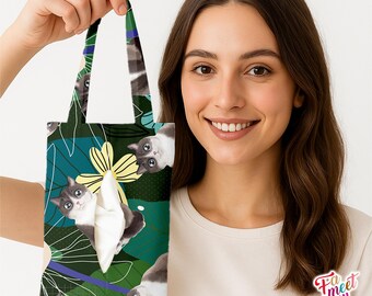 Fameetmeow - Japanese - Car / Home Tissue Cover with strap -Lotus - Cat lover gift - Handmade - Optional hanging handle