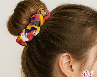 Fameetmeow - Japanese Hair Scrunchie - Twelve Cats - Cat of the day Floral Flower Pattern - Hair Accessories