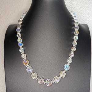 Vintage Aurora Borealis AB Crystal Faceted Beaded Necklace - Like New!
