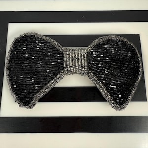 Vintage 1990s Black & Silver Seed Bead Barrette - Like New!