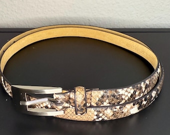 Vtg Marshall Stanton 925 Sterling Silver Buckle Snakeskin Leather‎ Belt 1996 M Genuine Vintage MARSHALL STANTON 925 Silver Leather Belt Set  main image 3