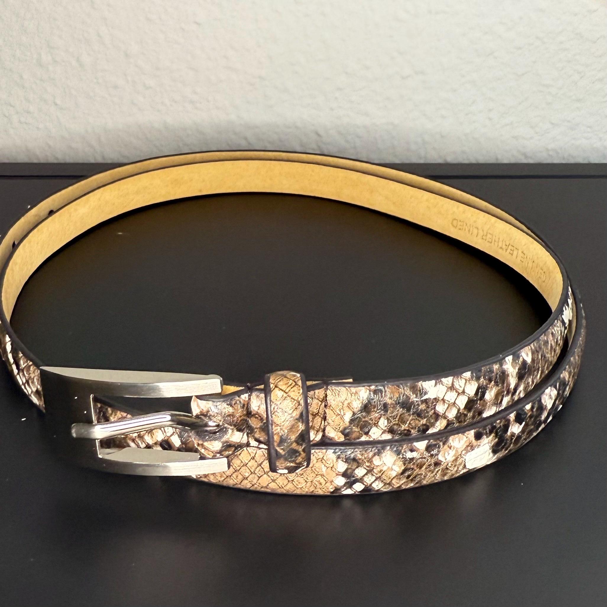 Vintage Faux Snakeskin Skinny Belt With Silver Buckle - Etsy display picture 3