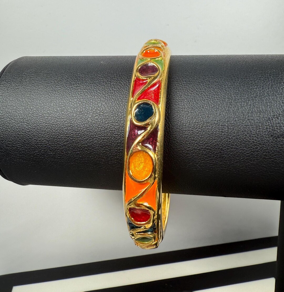 Vintage 1980s Darker Rainbow Enamel Textured/raised Pattern Design ...