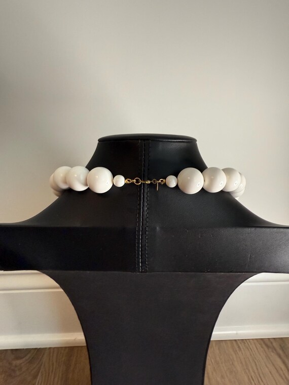 Vintage 1970s MONET Black & White Beaded Necklace - image 5