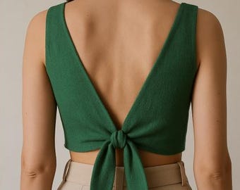 Reversible Open-Back Tie Crop Top Sewing Pattern | Beginner-Friendly PDF Pattern | Easy Summer Top Sewing Project |
