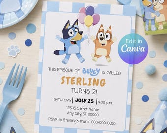 Bluey 2nd Birthday Invitation Template, This Episode of Bluey is Called Birthday Invite, Editable Canva Invitation, Digital Download