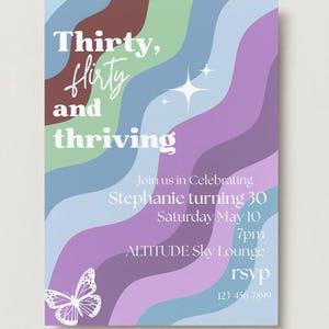 Dreißig, Flirty und florierende 30. Geburtstagseinladung Bearbeitbar Sofortiger Download Handy-Download E-Vite