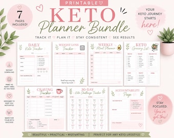 Ketoplannerbundel | Gewichtsverliestracker, maaltijdplanner (pdf-download)
