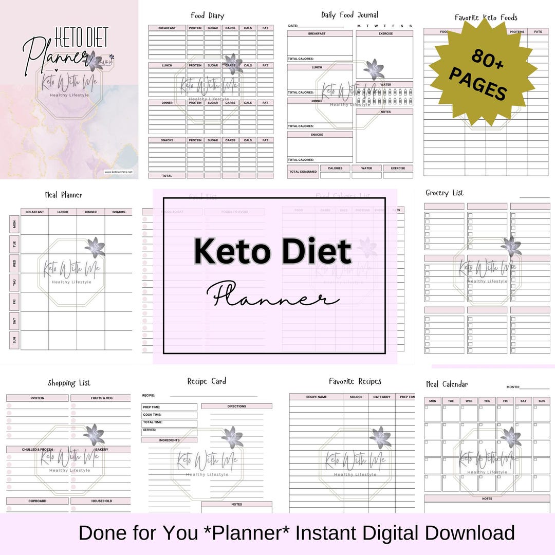 Keto Planner, Low Carb Meal Plan, Keto Diet Guide Printable, Weight ...