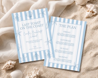 Last Toast on the Coast Bachelorette Invitation and Itinerary Template