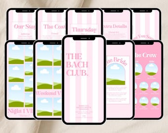 Pink Bachelorette Invitation Template | Mobile Itinerary (Digital Download)