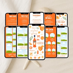 Love At First Spritz Bachelorette Invitation and Itinerary Template, Aperol Spritz Theme, Digital Editable Template | Phone Template