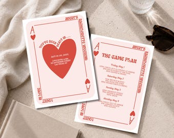 Vegas Bachelorette Invitation and Itinerary Template: Lucky in Love Casino Theme