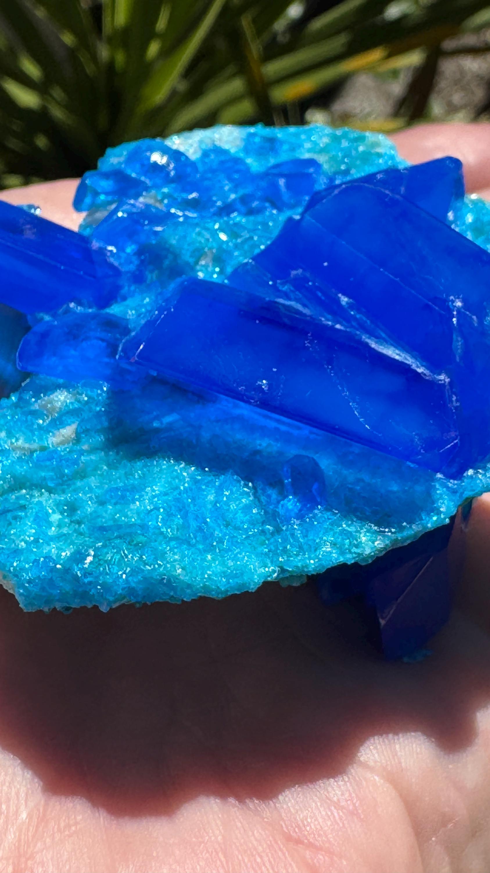 超高純度カルカンサイト結晶（クォーツマトリックス上） - 3インチ×3