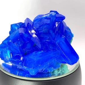 Blue Chalcanthite on Quartz: Crystal for Communication (3”x3”)