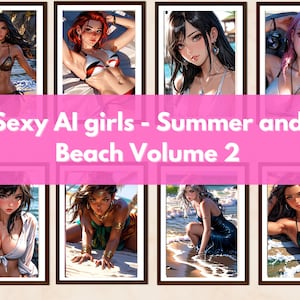 Seductive Summer AI Art | Beach Goddess Digital Print| Sensual Ocean Beauty Artwork| Sexy Swimsuit Wall Art. 93 Sexy AI pictures - Volume 2