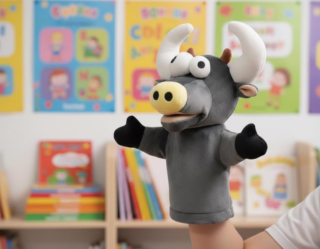 Bull Hand Puppet Plush Toy | Farm Animal Fun & Education | Cute Bull ...