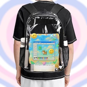 Frutiger Aero Clear Backpack Microsoft paint | Y2K Kidcore Bag  2000s Aesthetic, Unisex Backpack | Weirdcore, Old Computer | Back to School