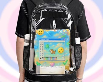 Frutiger Aero Clear Backpack Microsoft paint | Y2K Kidcore Bag  2000s Aesthetic, Unisex Backpack | Weirdcore, Old Computer | Back to School