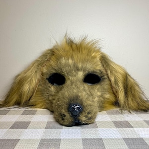 Beige Dog Realistic Therian Mask - Afghan Hound Dog Therian Mask - Handmade Faux Fur Animal Mask for Halloween, Costume, or Display