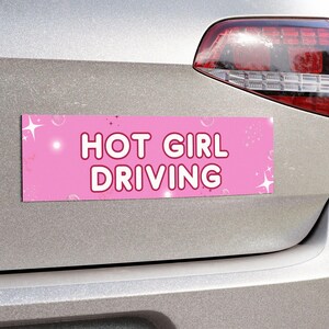 Funny Pink Girly Car Magnet | Hot Girl Driving | Bumper Sticker Magnet | Car Accessories | Magnet for Women
