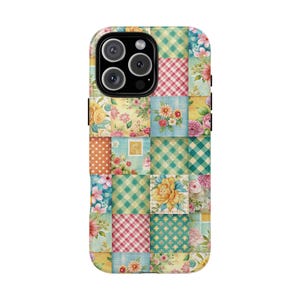Patchwork Quilt Tile Phone Case – Grandma Chic Floral Boho Spring Aesthetic Cover for iPhone 16–11, Pixel 9–6, Samsung S25–S22
