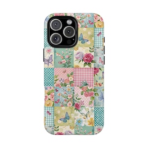 Patchwork Quilt Tile Phone Case – Grandma Chic Floral Boho Spring Aesthetic Cover for iPhone 16–11, Pixel 9–6, Samsung S25–S22