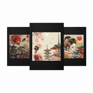 Vintage Japanese Art Journal – Custom A5 Hardcover Notebook, 150 Lined Pages | Japan-Inspired Scenic Design, Travel Writing Gift