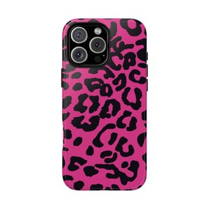ピンクのヒョウ柄が美しいスマホケース - クラシックな野生動物柄 iPhone 16/15/14/13/12/11、Samsung Galaxy、Pixel 9/8/7/6 対応
