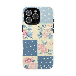 Patchwork Quilt Tile Phone Case, Floral Boho Grandma Chic Aesthetic for iPhone, Samsung, Pixel – Cute Spring Trendy Cover