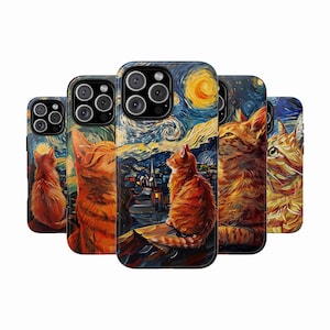 Van Gogh Cat Art Phone Case – Funny Cover for iPhone 16 15 14 13 12 11, Samsung S25 S24 S23, Pixel 9 8 7 6