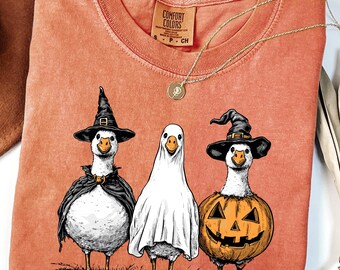 Comfort Colors® Spooky Goose Shirt, Funny Halloween Goose Shirt, Goose in Halloween Costumes Shirt, Cute Horror Shirt, Spooky Goose