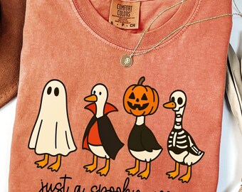 Comfort Colors® Just a Spooky Goose Shirt, Funny Halloween Goose Shirt, Goose in Halloween Costumes Shirt, Cute Horror Shirt, Spooky Goose